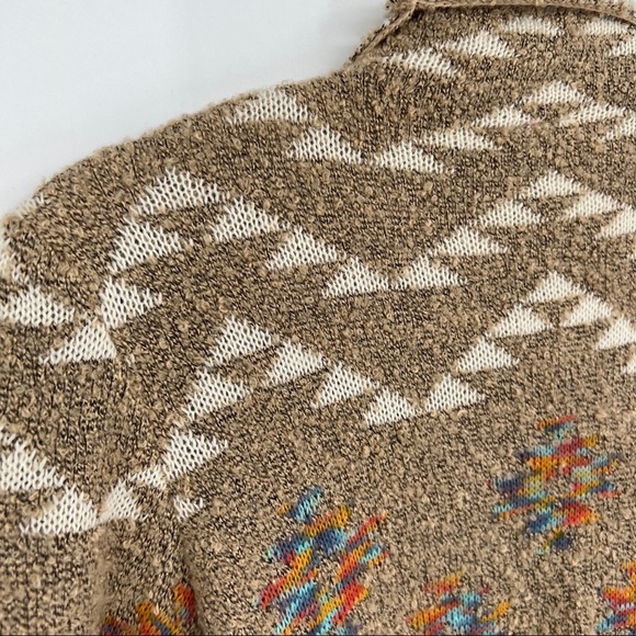 Love On a Hanger Multicolor Western Striped Open Front Beige Knit Sweater - Picture 8 of 11